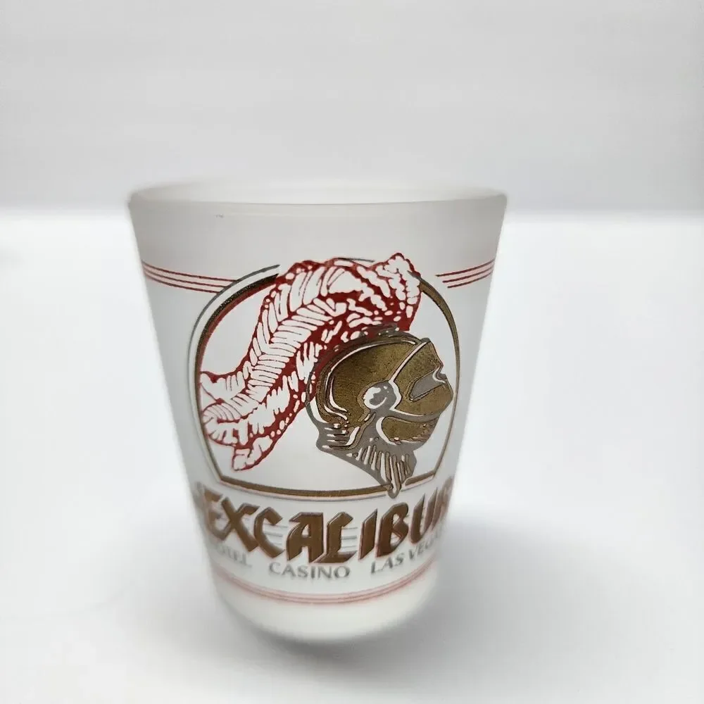 Vintage Excalibur Hotel Casino Las Vegas Frosted Shotglass
